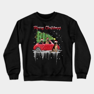 Car Red Truck Christmas Tree German Shepherd Christmas Santa Hat Xmas Crewneck Sweatshirt